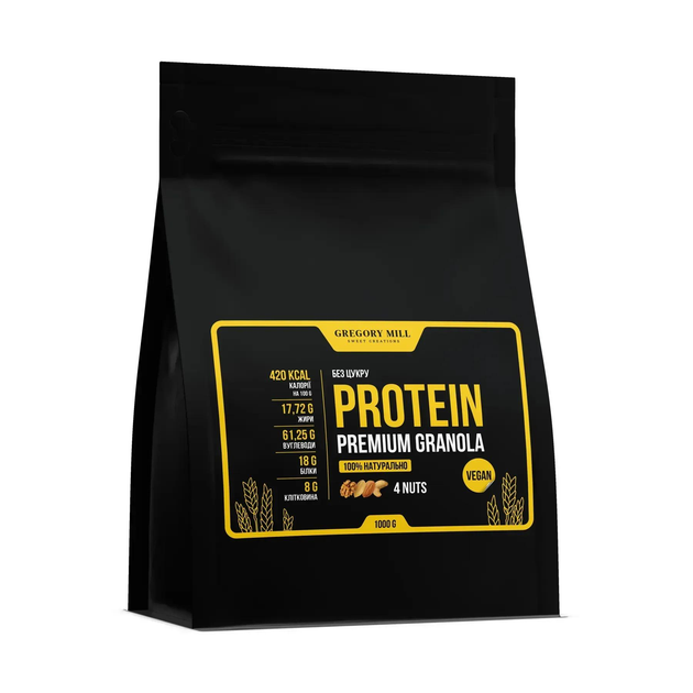 Набір граноли з протеїном Power Protein 4 Nuts, Wild Berries та Choco Nuts, 3000 г Gregory Mill GG-10-508 - зображення 12