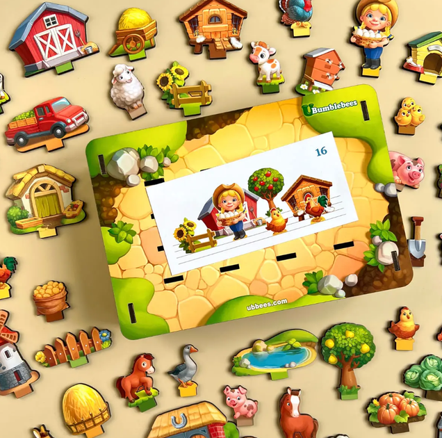 Игра Ubee "Панорама: ферма" развивающая с картами, пазл для пространственного мышления, ПСФ130 - изображение 5
