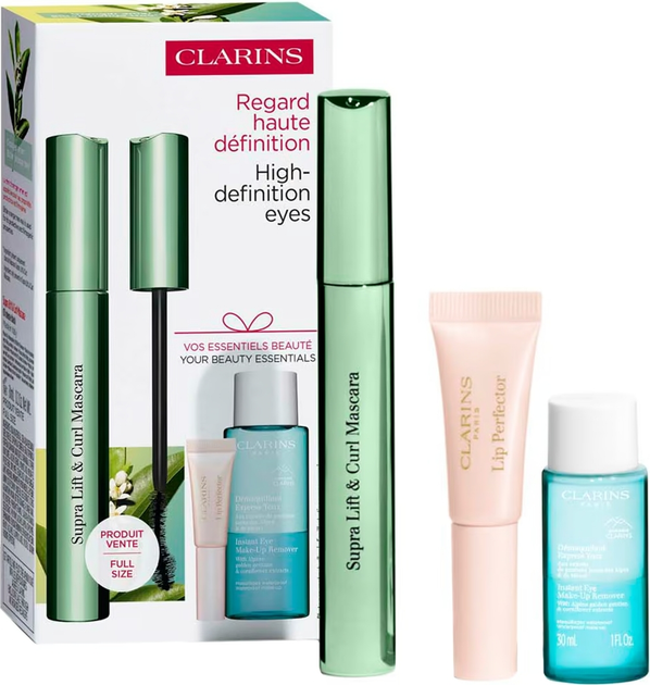 Набір Clarins Supra Lift & Curl Kit Туш для вій 8 мл + Засіб для зняття макіяжу 10 мл + Блиск для губ 5 мл (3666057327612) - зображення 2