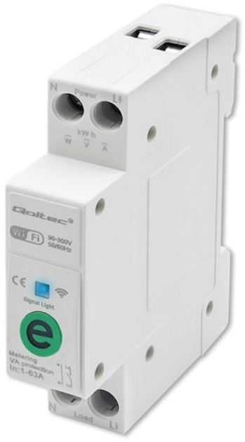 Wi-Fi реле з лічильником Qoltec Wi-fi DIN rail relay with electricity meter 63A eWeLink by Sonoff (5901878509914) - зображення 2