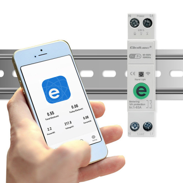 Wi-Fi реле з лічильником Qoltec Wi-fi DIN rail relay with electricity meter 63A eWeLink by Sonoff (5901878509914) - зображення 9