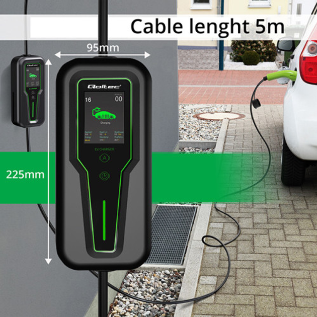 Mobilna ładowarka do samochodu elektrycznego Qoltec EV z regulacją 2 w 1 Typ 2 7 kW 5 m (5901878524665) - obraz 6