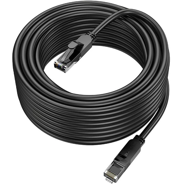 Кабель (патч-корд) Borofone BUS01 Category 6 Gigabit (10m) Black - 00000079278_1 - изображение 5
