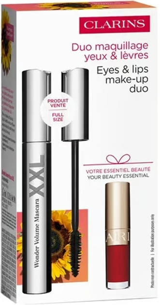 Набір Clarins Туш для вій Mascara Wonder Volume XXL 8 мл + Олія для губ Lip Comfort Oil 03 Cherry 1.4 мл (3666057332944) - зображення 1