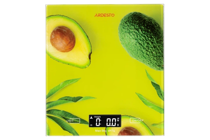Ваги ARDESTO кухонні Avocado, 5кг, AAAx2 в комплекті, скло, багатокольоровий - изображение 2
