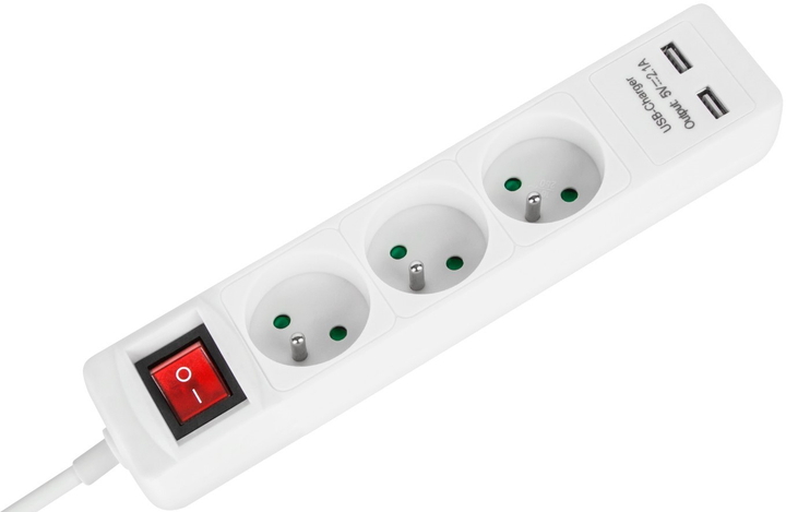 Мережевий фільтр Rebel на 3 розетки 2 USB 5 м (5901890030779) - зображення 2