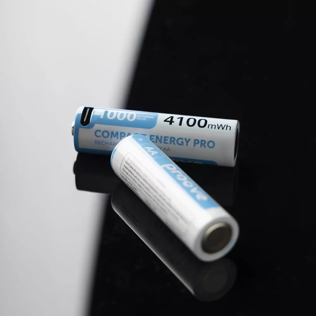 Аккумуляторные батарейки многоразовые Proove Compact Energy Pro, AA в комплекте 2 шт, 4100mWh, Type-C, Li-ion - Фото 5 Аккумуляторные батарейки многоразовые Proove Compact Energy Pro, AA в комплекте 2 шт, 4100mWh, Type-C, Li-ion - изображение 5