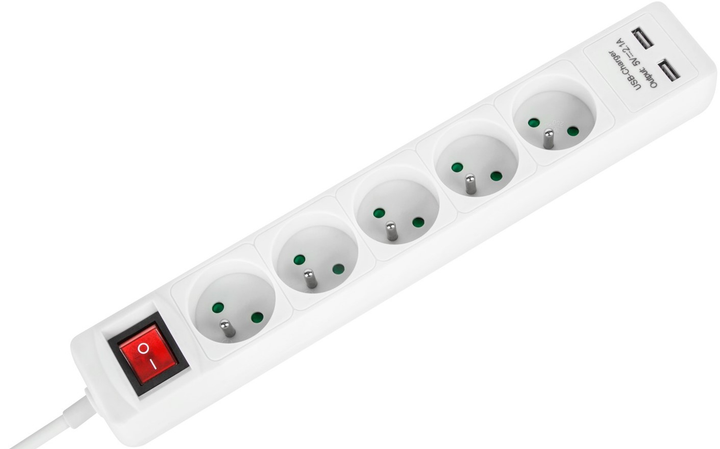 Listwa zasilająca Rebel 5 gniazd 2 USB 1.5 m (5901890030786) - obraz 2