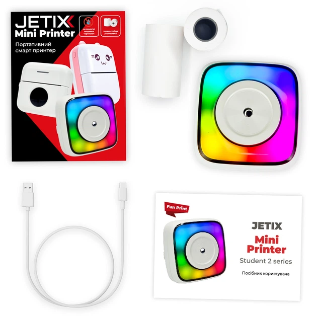 Мобильный термопринтер JETIX Mini Printer Student 2 с Bluetooth и ночником для термопечати со смартфона - изображение 10