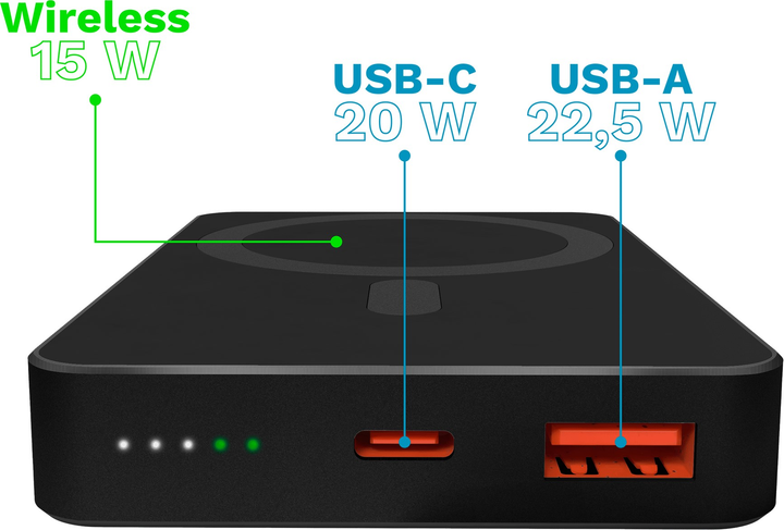 Powerbank Kruger&Matz MagSafe 10000 mAh 22.5 W Black (KM0912) - obraz 5