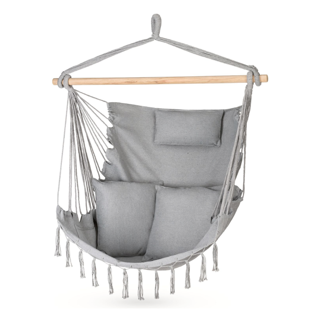 Бразильское кресло-гамак Outtec Boho XXL серое подвесное кресло-качалка для отдыха дома - изображение 2
