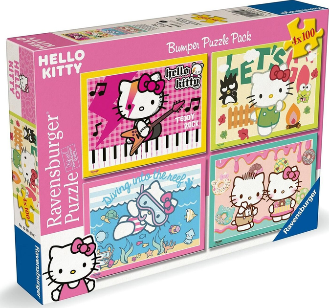 Zestaw puzzli Ravensburger Hello Kitty 4 x 100 elementów 12004159 (4005555041597) - obraz 2