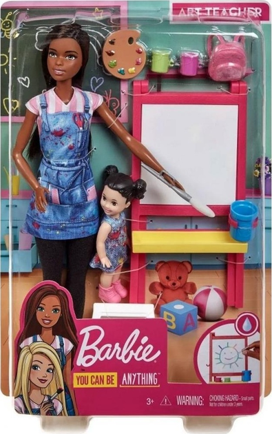 Lalka Mattel Barbie You Can Be Anything nauczycielka plastyki z uczennicą o ciemnej karnacji 30 cm GJM30 (887961813869) - obraz 1