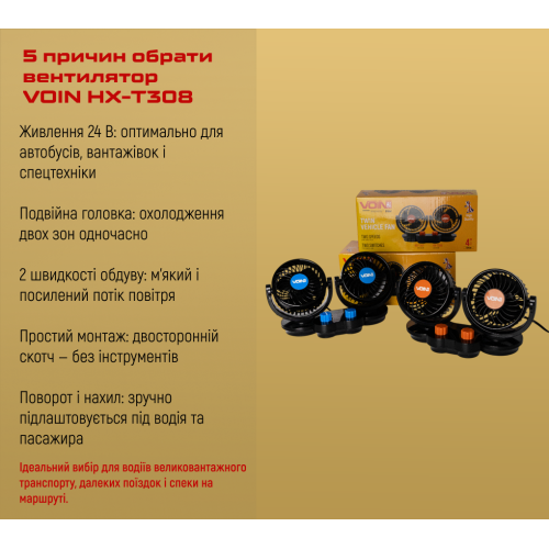 Вентилятор двойной VOIN HX-T308 104мм 24V 10W - изображение 7