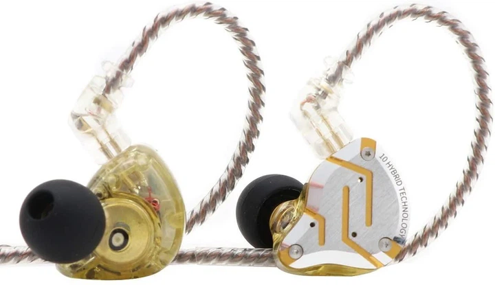 KZ ZS10 Pro Glare Gold (Hi-Res, 1DD+4BA, Mic) – Гібридні аудіофільські навушники для Hi-Fi звучання - зображення 2