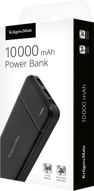 Powerbank Kruger&Matz Li-pol 10000 mAh Black (KM0903) - obraz 3
