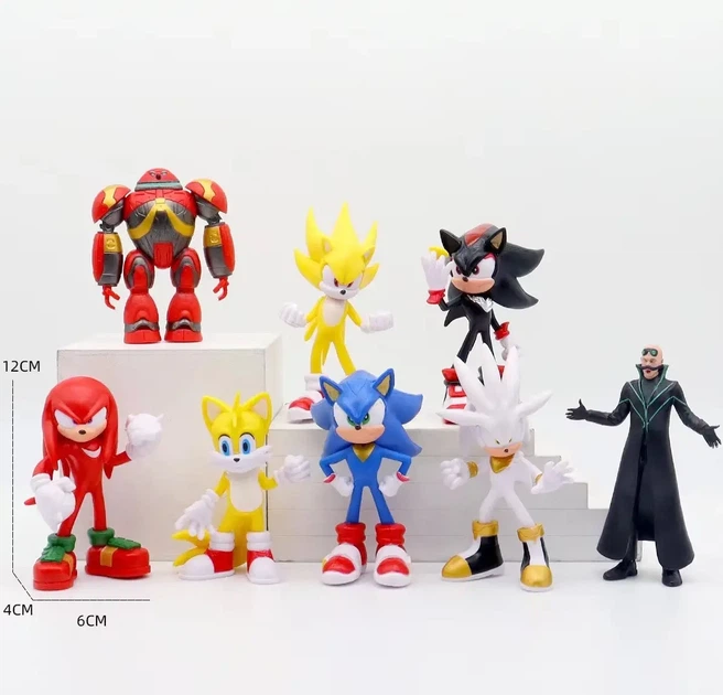 Набор фигурок 8в1 Ёжик Супер Соник, 12 см - Sonic The Hedgehog 3 - Фото 2 Набор фигурок 8в1 Ёжик Супер Соник, 12 см - Sonic The Hedgehog 3 - изображение 2
