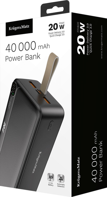 Powerbank Kruger&Matz Li-pol QC/PD 40000 mAh 22.5 W Black (KM0908) - obraz 8