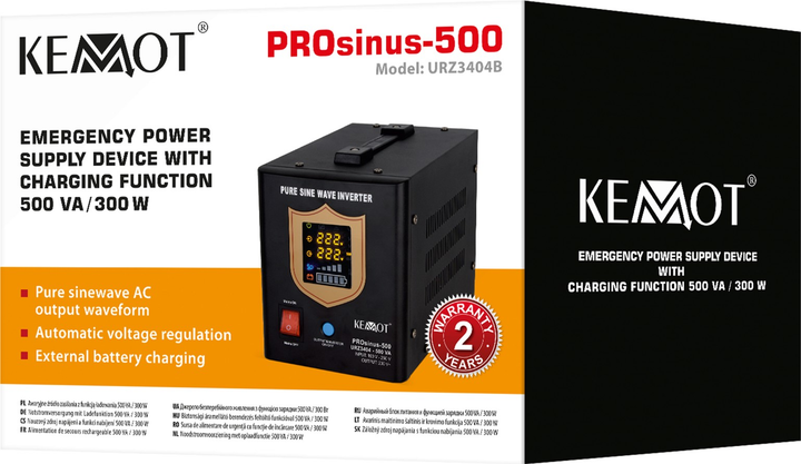 ДБЖ Kemot PROsinus-500 300 Вт/500 ВА Black (URZ3404B) - зображення 4