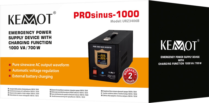 UPS Kemot PROsinus-1000 700W/1000VA Black (URZ3406B) - obraz 4