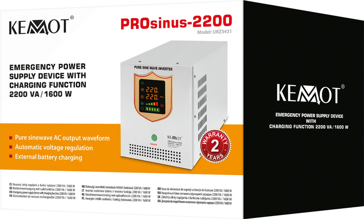 UPS Kemot PROsinus-2200 1600W/2200VA White (URZ3431) - obraz 4