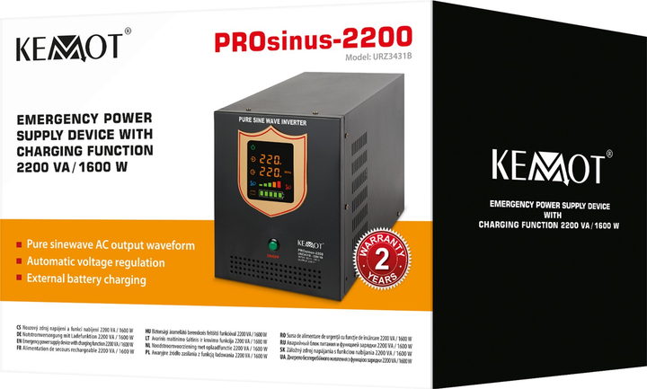 UPS Kemot PROsinus-2200 1600W/2200VA Black (URZ3431B) - obraz 4