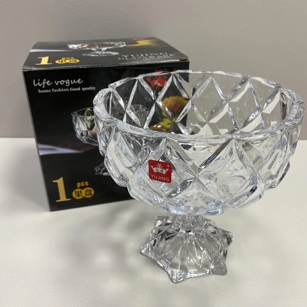 Конфетница на ножке стеклянная 17.8 см. Diamond Yujing 7081-2 /3582 - изображение 4