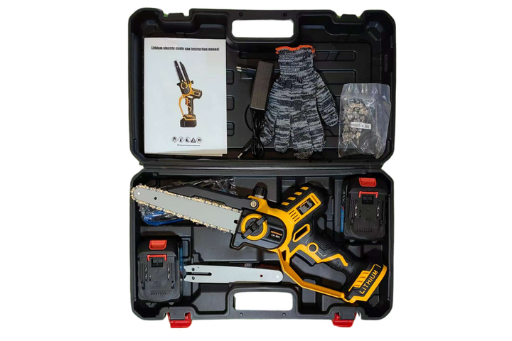 Акумуляторна пила KOMYSHAN CA-801 — 800W, 2×21V 6000 mAh!, автозмащення, 2 шини (6"/8"), кейс - Фото 2 Акумуляторна пила KOMYSHAN CA-801 — 800W, 2×21V 6000 mAh!, автозмащення, 2 шини (6"/8"), кейс - зображення 2