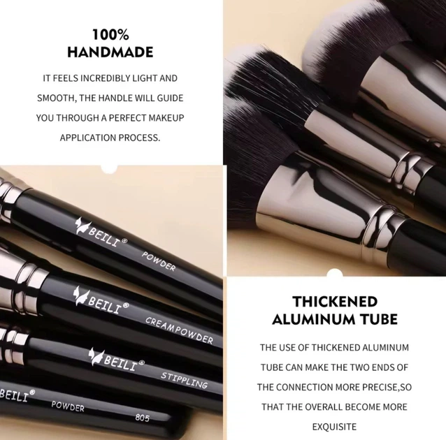 Набор кистей Beili Luxury Black Professional Makeup Brush Set 15 шт - Фото 2 Набор кистей Beili Luxury Black Professional Makeup Brush Set 15 шт - изображение 2
