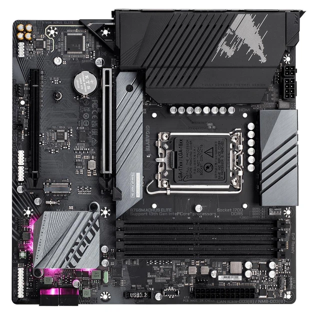 Материнская плата Gigabyte B760M AORUS ELITE (LGA1700, Intel B760M, 4xDDR5, 2xM.2 Gen4 x4) - изображение 5