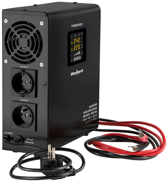 Zasilacz UPS Rebel POWER-800 RB-4012 LiFePo4 12V 230V 800VA/500W (5901890078726) - obraz 2
