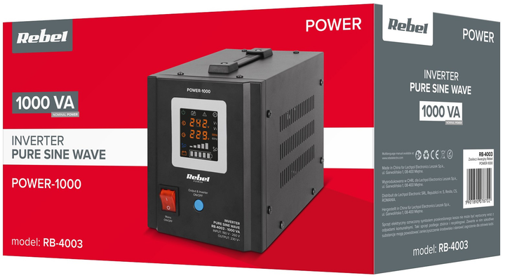 ДБЖ Rebel POWER-1000 RB-4003 12V 230V 1000VA/700W (5901890078702) - зображення 4