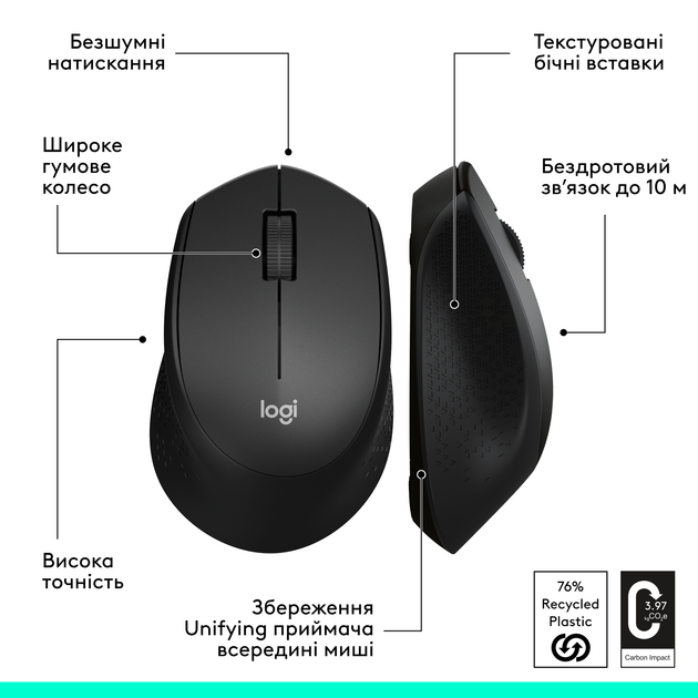 Мышь Logitech M330 Silent Plus Wireless Black (910-004909) - изображение 4