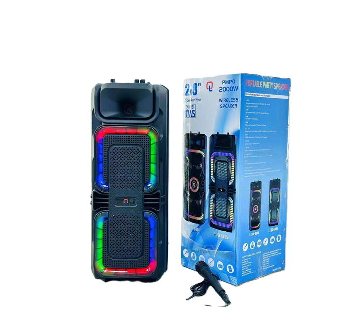 Колонка QL-8804-8805, 25 × 23 × 62 см, пластик, вбудований акумулятор, мікрофон, пульт, чорна - зображення 2