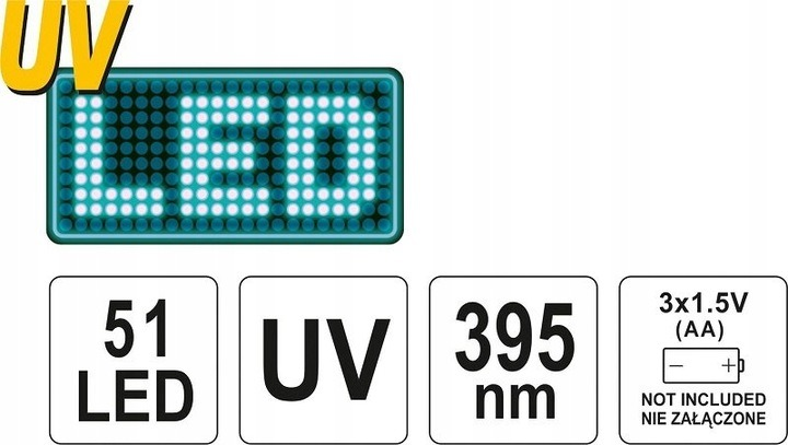 Ліхтар Yato ультрафіолетовий і окуляри YT-08581 (5906083085819) - зображення 4