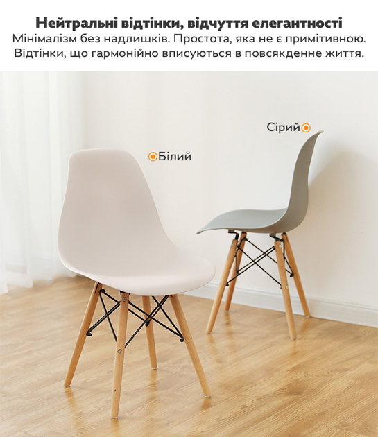 Стул для кухни и гостинной RIAS DSF-310 с ножками из натурального дерева White (3_06772) - изображение 8