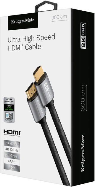 Кабель Kruger&Matz HDMI - HDMI 2.1 8K 3 м Black (5901890069410) - зображення 3