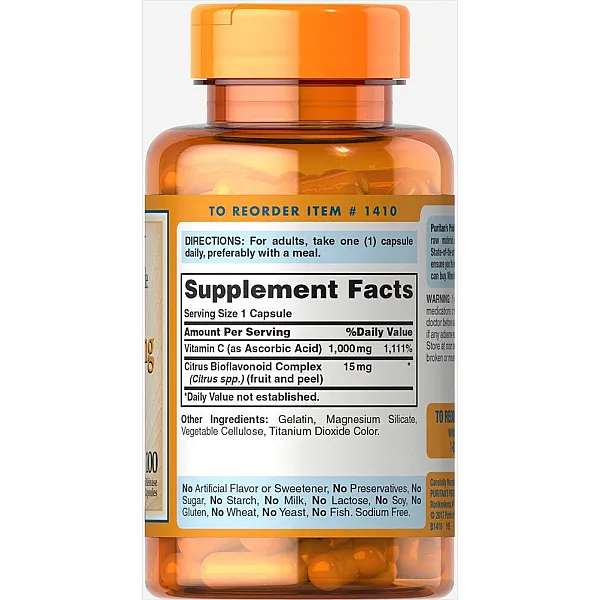 Витамин С Puritan`s Pride Vitamin C 1000mg with Bioflavonods, 100 капс. - изображение 2