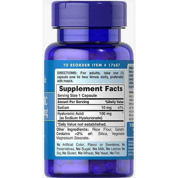Гиалуроновая кислота Puritan`s Pride Hyaluronic Acid 100 mg, 30 капс. - изображение 2