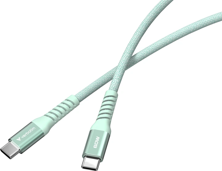 Кабель Verbatim 60 Вт, USB-C–USB-C, 120 см Зелений (31864) - зображення 2