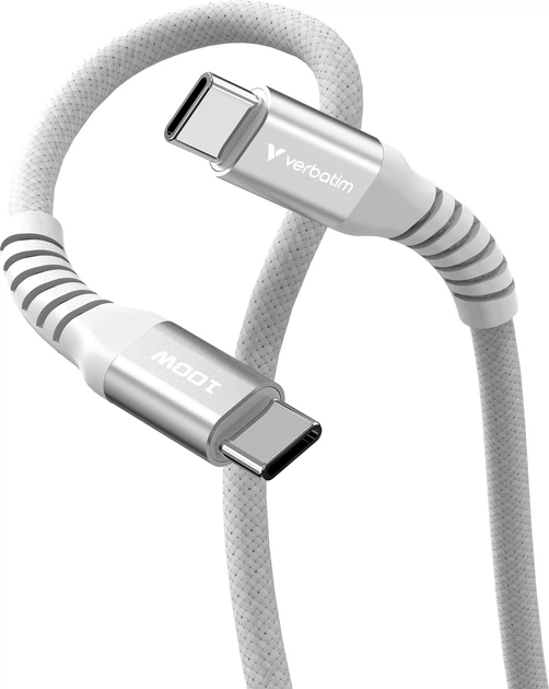 Кабель Verbatim 100 Вт, USB-C–USB-C, 120 см Сірий (31854) - зображення 2