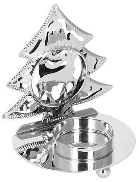 Świecznik świąteczny Springos metalowa choinka srebrny (CA1055) 10.5 x 8.8 x 7.1 cm (5907719440712) - obraz 3