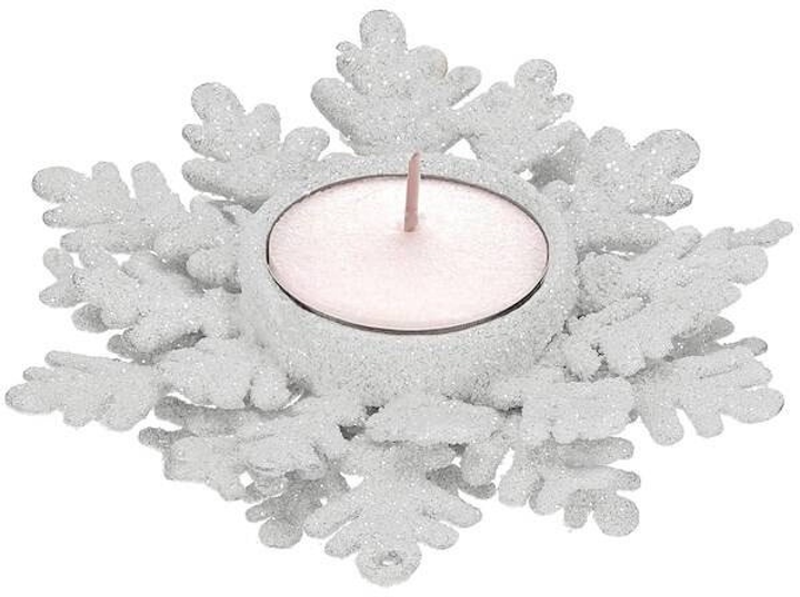 Świecznik świąteczny Springos na świeczkę tealight brokatowy srebrny (CA1204) 12 x 10.5 x 4 cm (5907719462097) - obraz 4