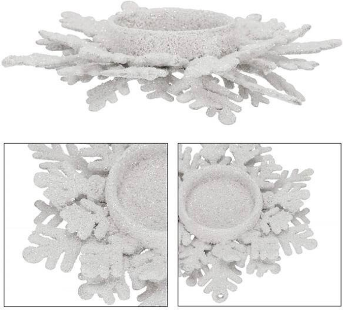 Świecznik świąteczny Springos na świeczkę tealight brokatowy srebrny (CA1204) 12 x 10.5 x 4 cm (5907719462097) - obraz 8