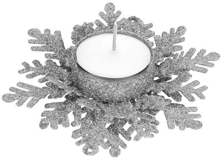Świecznik świąteczny Springos na świeczkę tealight brokatowy srebrny (CA1056) 11.9 x 10.5 x 4 cm (5907719440729) - obraz 5