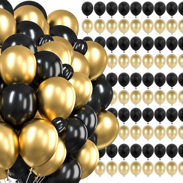 Balony Springos PS0048 100 szt Złoty-czarny (5907719458670) - obraz 5