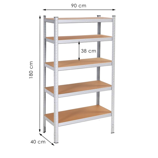 Стелаж металевий Springos HA5161 з полицями 180 x 90 x 40 см (5907719452524) - зображення 12
