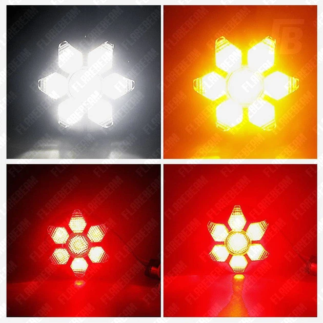Фонари 2IN-06 для мотоциклов Harley-Davidson светодиодные (LED) Ø2 дюйма со стеклом чёрные 2 шт. (белый + оранжевый) - изображение 4