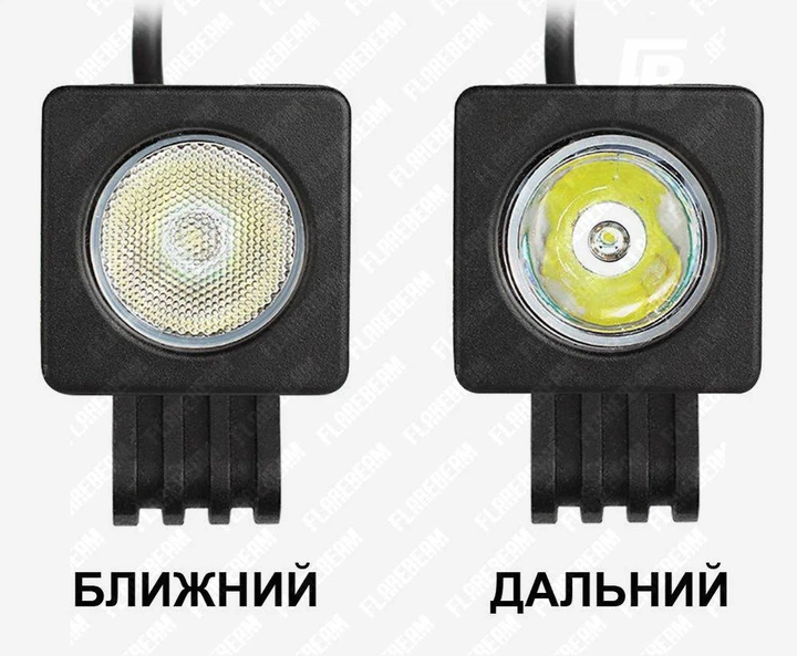 Фара FlareBeam WL-10S2 дополнительного света светодиодная (LED) 10 Вт квадратная 2" 12–24 В Cree*01 flood - изображение 8