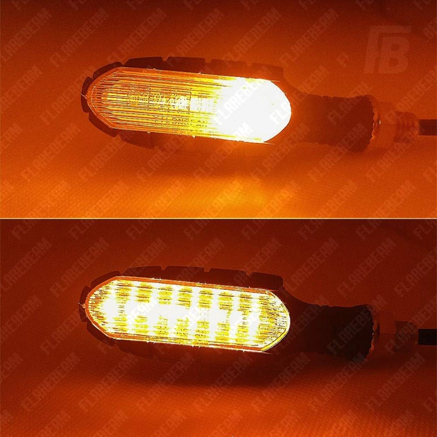 Поворотники (бегущие) и задние габариты + стоп-сигналы MT_07 на мото LED с реле чёрные с тонировкой 2 шт. (оранжевый + красный) - изображение 8